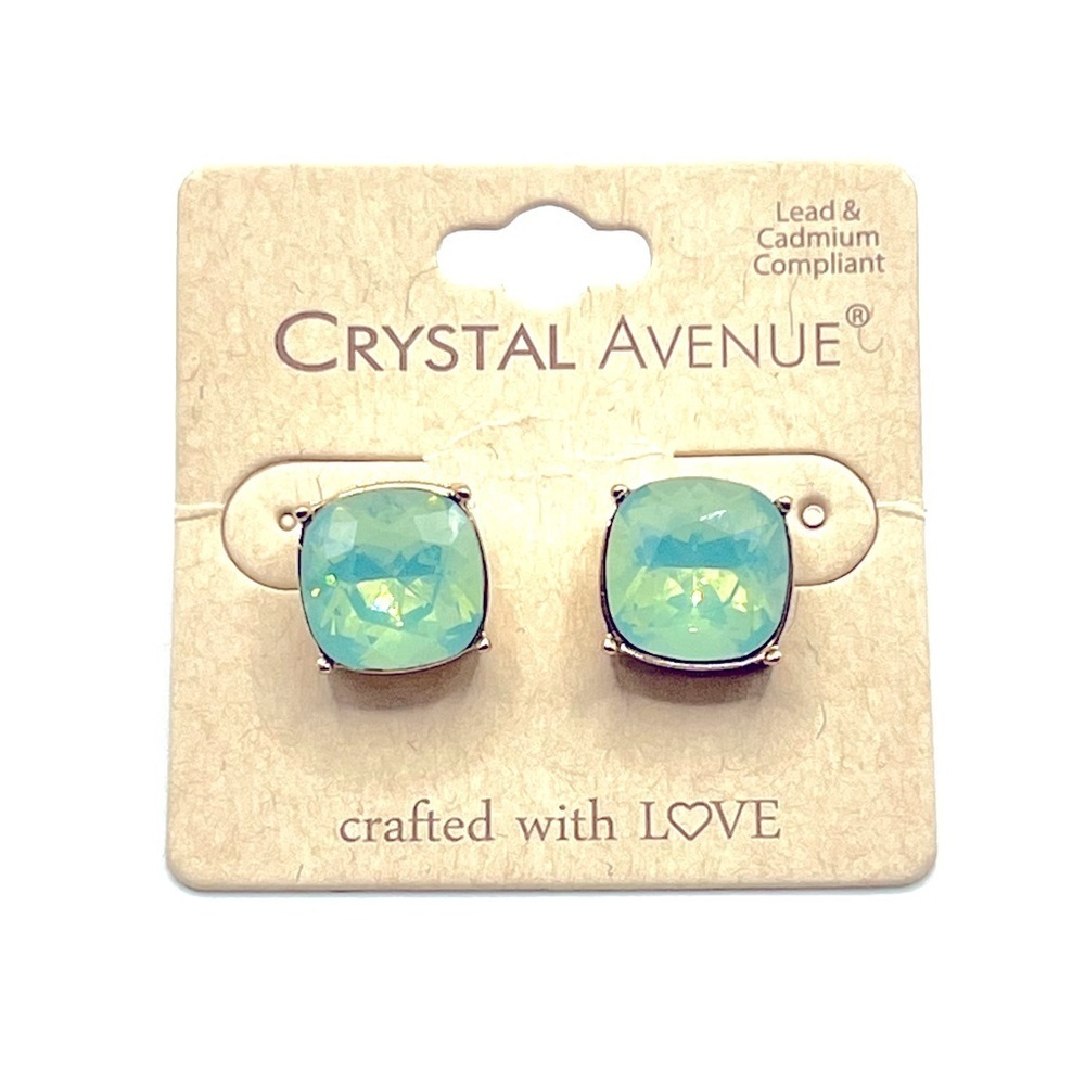 Crystal Avenue Mint Green Opalescent Stud Earrings